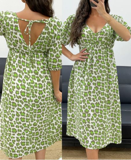 LEO KLEID AUS BAUMWOLLE AUS GAZE PE5204 GRÜN