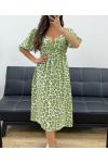 ROBE GAZE DE COTON LEO PE5204 VERT