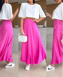GONNA LUNGA IN MORBIDA VISCOSA PE2554 FUCSIA