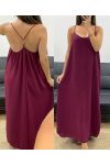 LANGES KLEID MIT GEKREUZTEM RÜCKEN MIT PERLEN PE5168 BURGUNDY