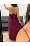 LANGES KLEID MIT GEKREUZTEM RÜCKEN MIT PERLEN PE5168 BURGUNDY