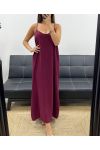 LONG DRESS WITH CRISS-CROSS BACK BEADED PE5168 BURGUNDY