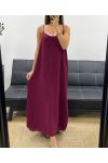 LANGES KLEID MIT GEKREUZTEM RÜCKEN MIT PERLEN PE5168 BURGUNDY