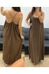 PEARL CROSS-BACK MAXI DRESS PE5168 CHOCOLATE