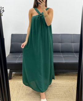 LANGES KLEID MIT SCHNALLE VORNE PE5176 EMERALD