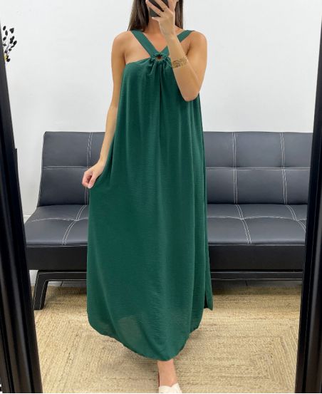 LANGES KLEID MIT SCHNALLE VORNE PE5176 EMERALD