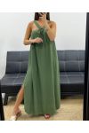 KLEID MIT LANGER SCHLEIFE VORNE PE5176 KAKI