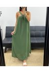 KLEID MIT LANGER SCHLEIFE VORNE PE5176 KAKI