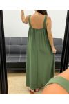 KLEID MIT LANGER SCHLEIFE VORNE PE5176 KAKI