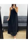 KLEID MIT LANGER SCHLEIFE VORNE PE5176 SCHWARZ