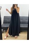 KLEID MIT LANGER SCHLEIFE VORNE PE5176 SCHWARZ