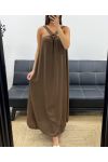 KLEID MIT LANGER SCHLEIFE VORNE PE5176 SCHOKOLADE