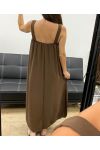 KLEID MIT LANGER SCHLEIFE VORNE PE5176 SCHOKOLADE