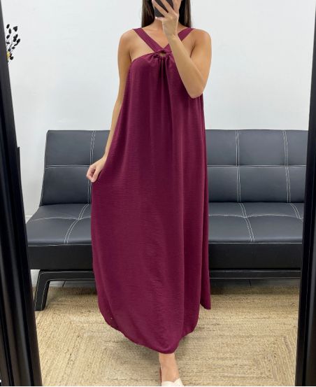 KLEID MIT LANGER SCHLEIFE VORNE PE5176 BORDEAUX