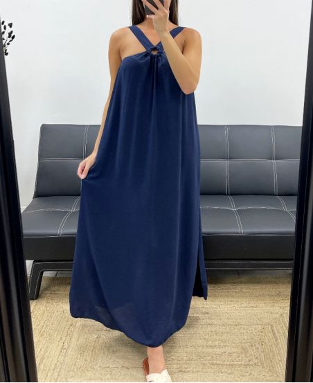 KLEID MIT LANGER SCHLEIFE VORNE PE5176 NAVY