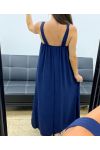 KLEID MIT LANGER SCHLEIFE VORNE PE5176 NAVY