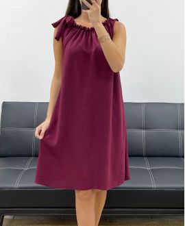 KLEID MIT KRAWATTE ÜBER DEN SCHULTERN PE5182 BORDEAUX