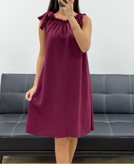 KLEID MIT KRAWATTE ÜBER DEN SCHULTERN PE5182 BORDEAUX