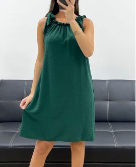 KLEID MIT KRAWATTE ÜBER DEN SCHULTERN PE5182 SMARAGD