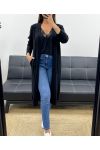LANG MOHAIR VEST 2 ZAKKEN PE0070 ZWART