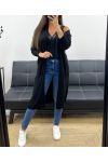 GILET LONG MOHAIR 2 POCHES PE0070 NOIR