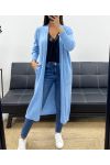 2-POCKET MOHAIR LANG VEST PE0070 HEMELSBLAUW