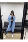 GILET LUNGO 2 TASCHE IN MOHAIR PE0070 AZZURRO