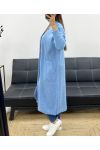 GILET LUNGO 2 TASCHE IN MOHAIR PE0070 AZZURRO