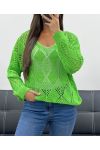 PE0458 HÄKELPULLOVER LIMETTENGRÜN