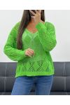 PULL CROCHET PE0458 VERT ANIS