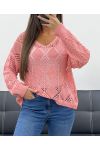 PE0458 TERRACOTA CROCHET SWEATER