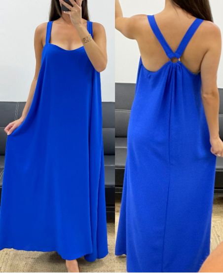 LONG BUCKLE BACK DRESS PE5194 ROYAL BLUE