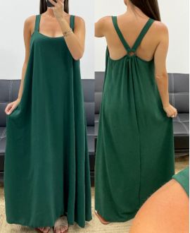 LONG BUCKLE BACK DRESS PE5194 EMERALD