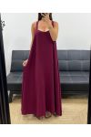 LONG DRESS WITH A BUCKLE BACK PE5194 BURGUNDY
