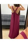 LONG DRESS WITH A BUCKLE BACK PE5194 BURGUNDY