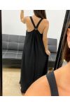 LONG DRESS WITH BUCKLE BACK PE5194 BLACK