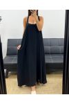 LONG DRESS WITH BUCKLE BACK PE5194 BLACK