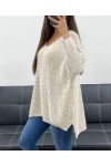 PE0117 PULLOVER BEIGE IN MAGLIA GROSSA