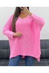 PE0117 MAGLIONE ROSA IN MAGLIA GROSSA