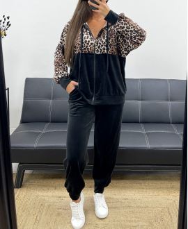 ENSEMBLE VESTE ZIPEE + PANTALON VELOURS IMPRIME AH250977-1