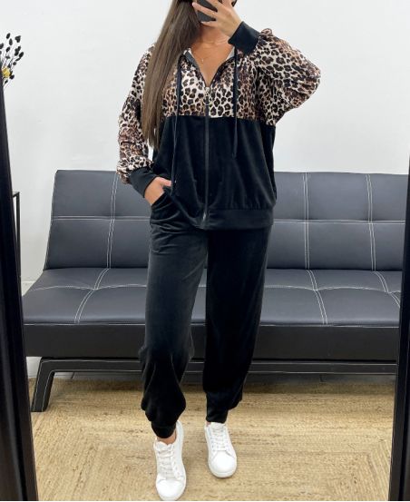 JACKE MIT REISSVERSCHLUSS + BEDRUCKTE SAMTHOSE SET AH250977-1
