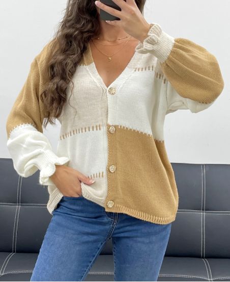 MULTICOLOR KNIT VEST AH5162 BEIGE