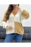 CHALECO DE PUNTO MULTICOLOR AH5162 BEIGE