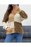 GILET IN MAGLIA MULTICOLOR AH5162 CHOCOLATE