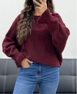OVERSIZED WOOL SWEATER AW5157 BURGUNDY