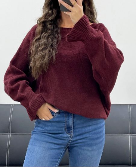 OVERSIZED WOOL SWEATER AW5157 BURGUNDY