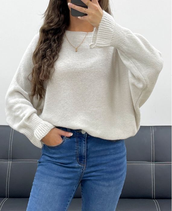 OVERSIZED WOOL SWEATER AH5157 BEIGE