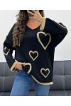 PULLOVER OVERSIZE COEURS LUREX PE0343 NOIR
