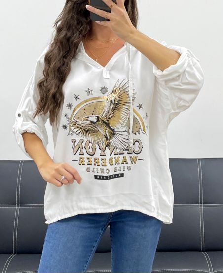 EAGLE HOODIE METALLIC EFFECT PE0707 WHITE