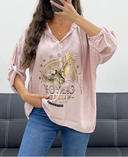 EAGLE HOODIE METALLIC EFFECT PE0707 PINK